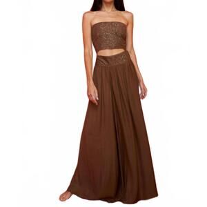 NEW PITUSA sequin bandeau top in chocolate